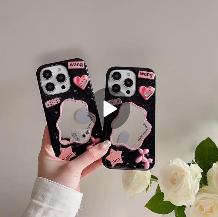 Mirror Charm Iphone Case- Black & pink edition