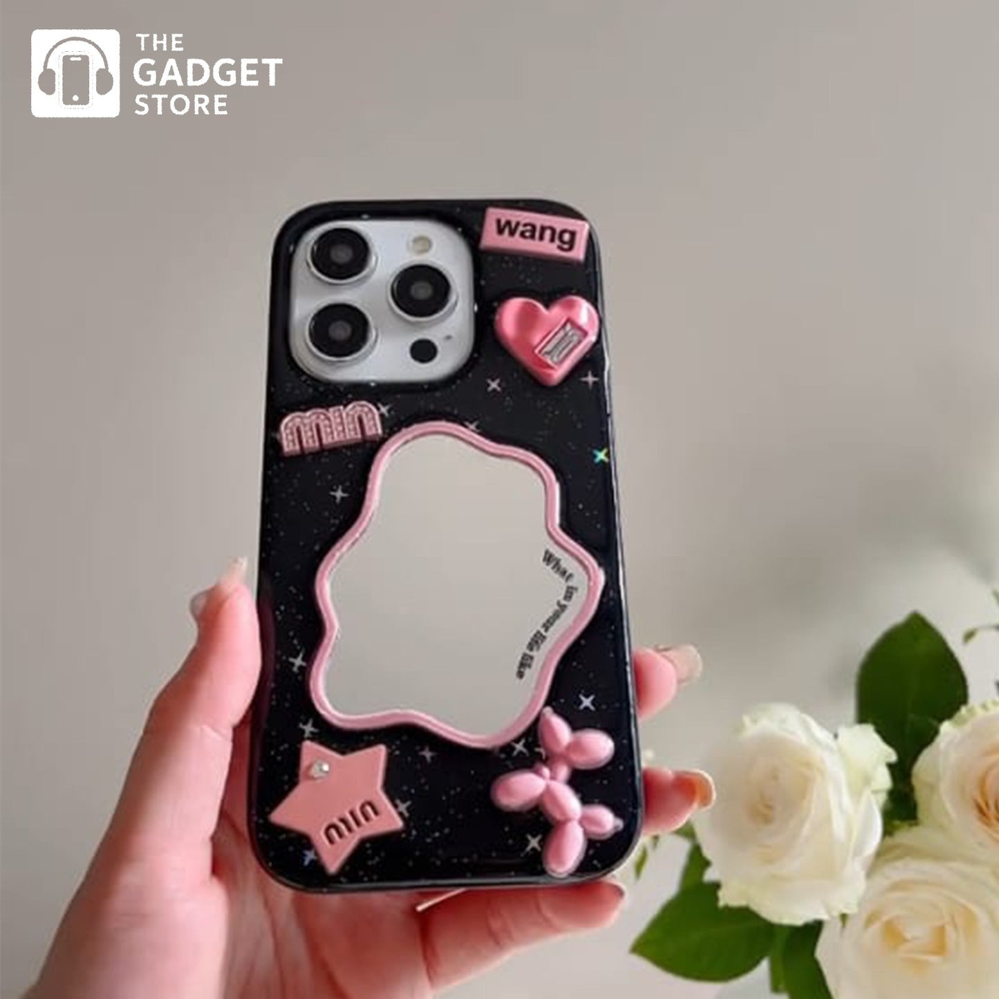 Mirror Charm Iphone Case- Black & pink edition